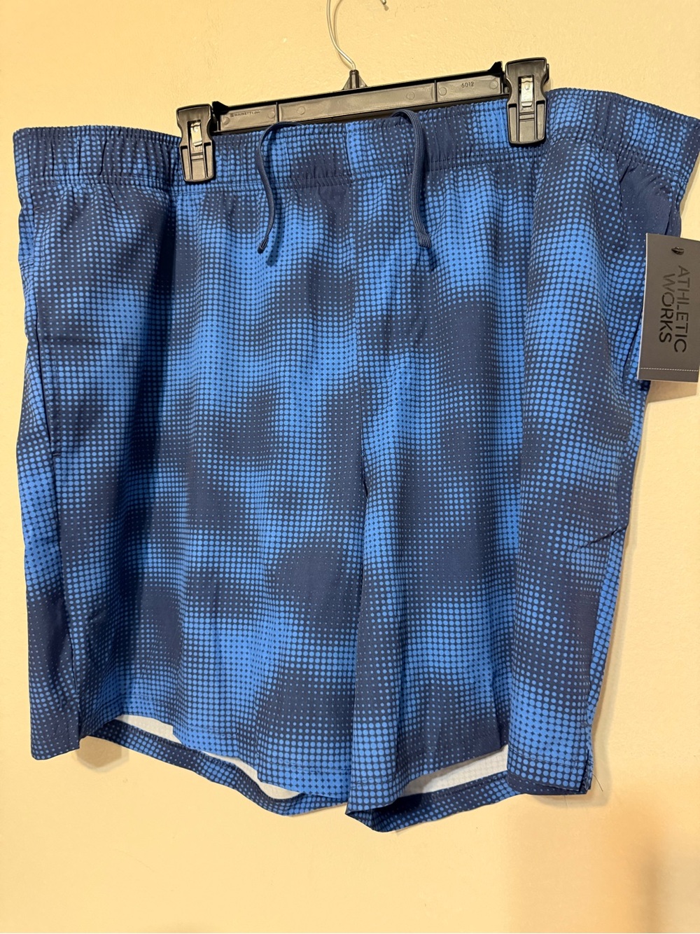 Athletic Works Men’s Blue Grid-Print Swim Trunks